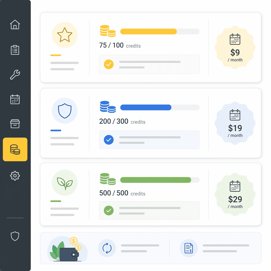 Subscription plans with a credit meter
