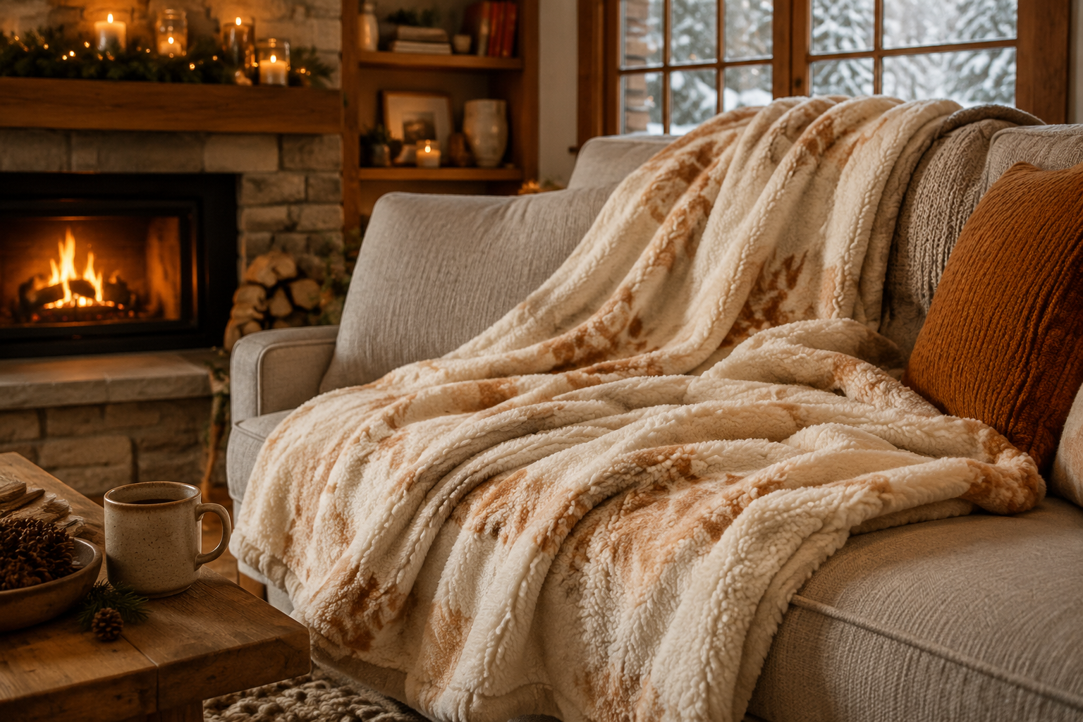 Cosy Fleece Throw Blanket in use