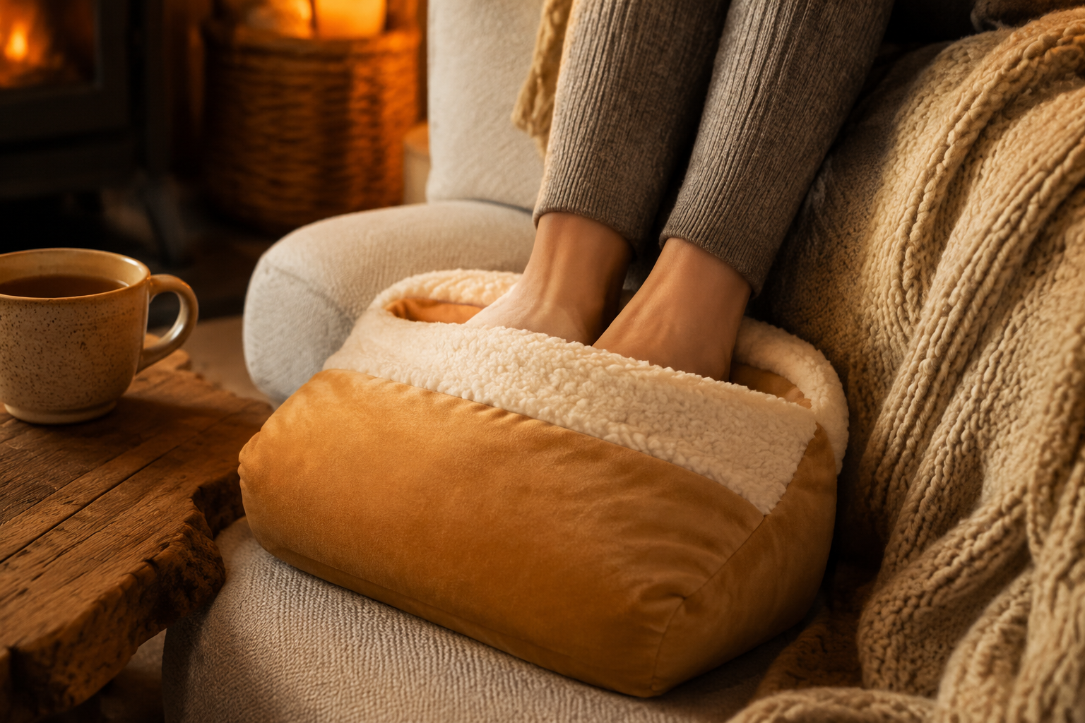 Heated-Free Foot Warmer Pouch in use